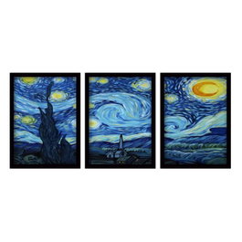 Wallity Cuadro Decorativo Enmarcado de Vincent van Gogh (3 Piezas)